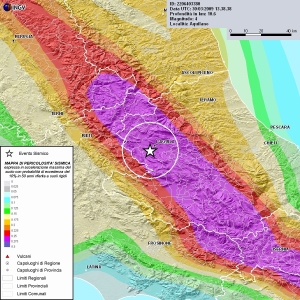 Seismic hazard map of central Italy shown and discussed during the meeting